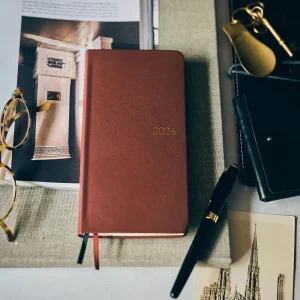 Leather Wine Brown Weeks Hardcover Book / Weekly Horizontal / ENG or JPN edition / Jan or Apr start / Mon start